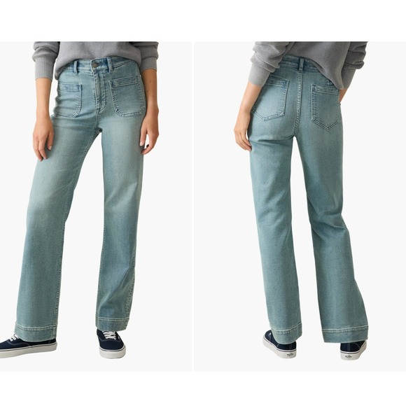 Faherty Brand Jeans Wide Leg Light Wash Denim Pants Women Size 29 - Picture 2 of 13